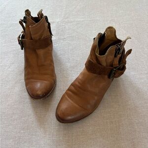Dolce Vita brown leather strap booties.